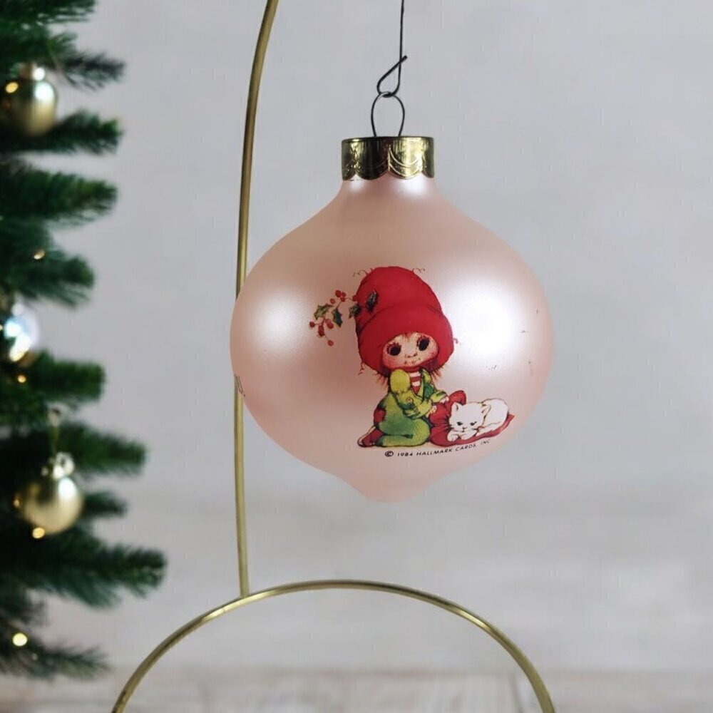Vintage 1984 Hallmark Keepsake Pink Glass Ornament A Gift of Friendship *READ*‎